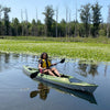Green Caribbean 14FS Eddyline kayak sit on top - out on calm water